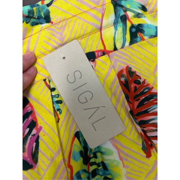 SIGAL NWT Yellow Tropical Cotton Linen Pants, Sz Small/Medium, MSRP $295 - Picture 2 of 6